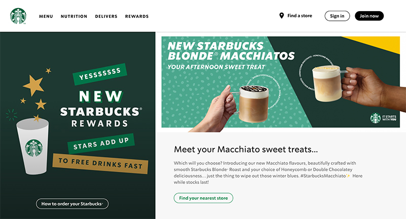 Western Website Design Example - Starbucks