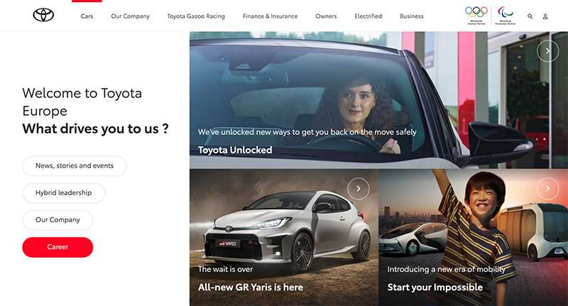 Western Website Design Example - Toyota